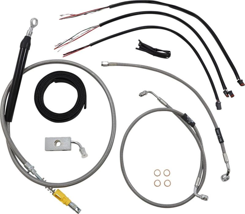 Bromsslangsats styrvajer LA Choppers 16 Abs 16ABS rostfri flätad Softail 18-24