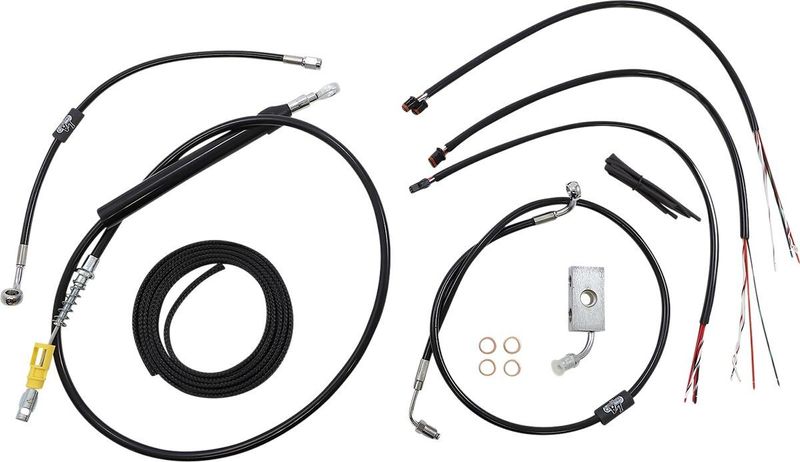 Bromsslangsats styrvajer LA Choppers 16 Abs svart vinyl flätad Softail 18-24