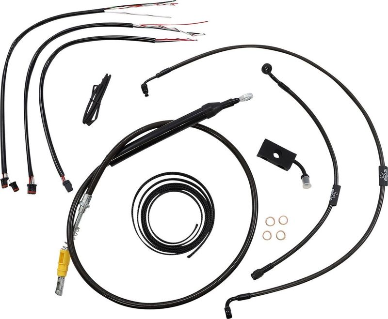 Bromsslangsats styrvajer LA Choppers Midnight 16 Abs 16ABS flätad Softail 18-24