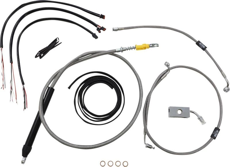Bromsslangsats styrvajer LA Choppers 19 Abs 19ABS rostfri flätad Softail 18-24