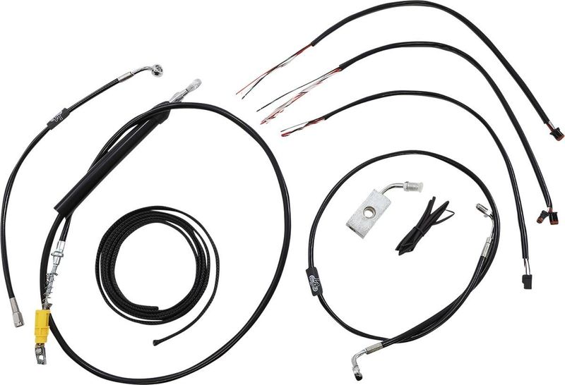 Bromsslangsats styrvajer LA Choppers 19 Abs svart vinyl flätad Softail 18-24