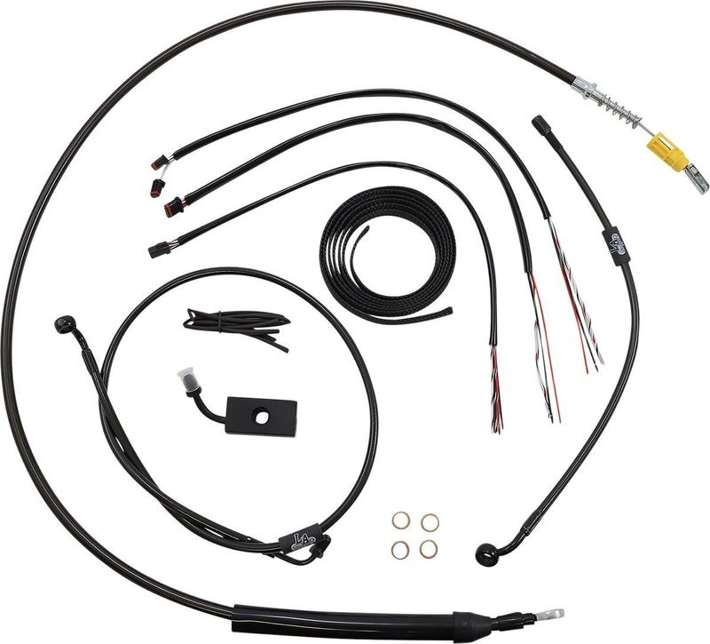 Bromsslangsats styrvajer LA Choppers Midnight 19 Abs 19ABS flätad Softail 18-24