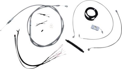 Bromsslangsats styrvajer LA Choppers 12-14 rostfri flätad Softail 18-22, Touring 21-24