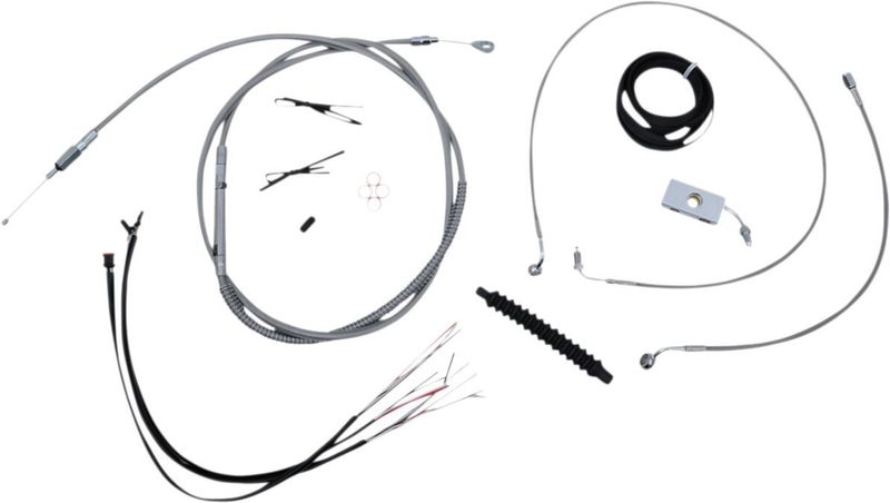 Bromsslangsats styrvajer LA Choppers 12-14 rostfri flätad Softail 18-22, Touring 21-24
