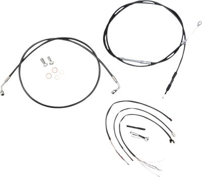 Bromsslangsats styrvajer LA Choppers 12-14 svart vinyl flätad Softail 18-22, Touring 21-24