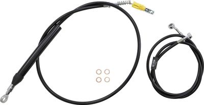 Bromsslangsats styrvajer LA Choppers 18-20 svart vinyl flätad Softail 18-22, Touring 21-24