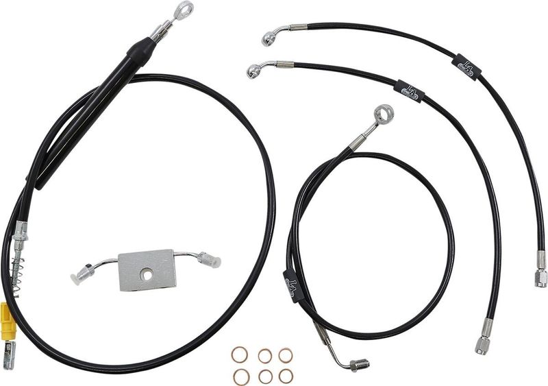 Bromsslangsats styrvajer LA Choppers 16 SFT18+ svart vinyl Softail 18-24