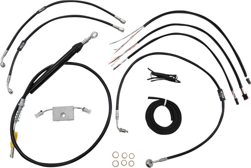 Bromsslangsats styrvajer LA Choppers 13 SFT18+ svart vinyl flätad Softail 18-24