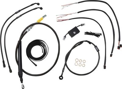 Bromsslangsats styrvajer LA Choppers Midnight 13 SFT18+ flätad Softail 18-24 LA-8157KT2-13M