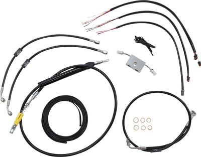 Bromsslangsats styrvajer LA Choppers 16 SFT18+ svart vinyl flätad Softail 18-24