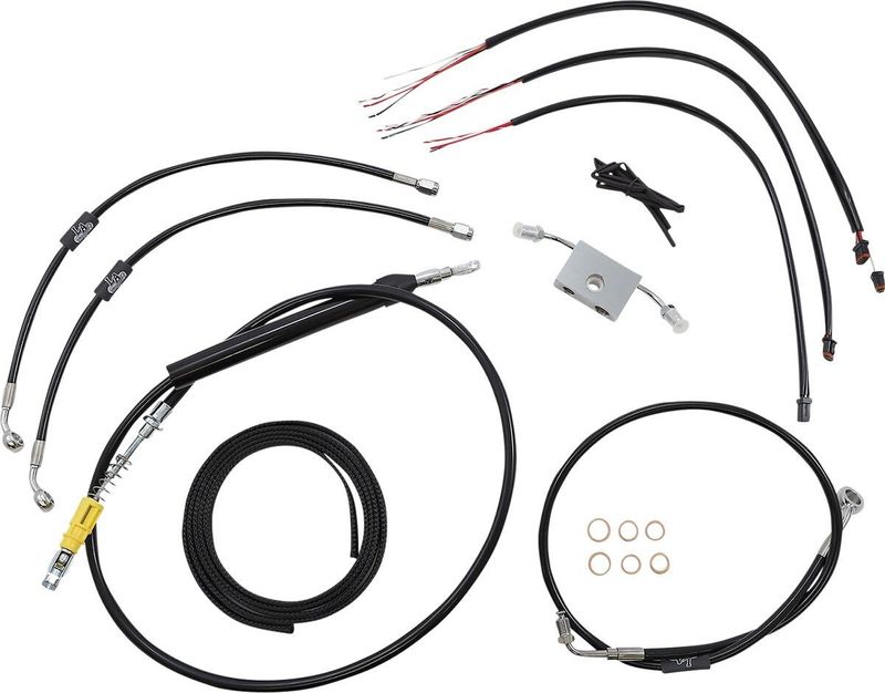Bromsslangsats styrvajer LA Choppers 16 SFT18+ svart vinyl flätad Softail 18-24