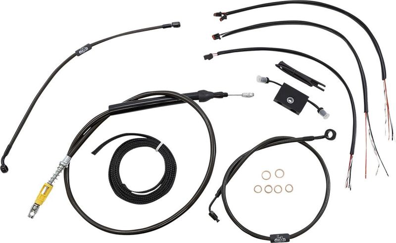 Bromsslangsats styrvajer LA Choppers Midnight 16 SFT18+ flätad Softail 18-24 LA-8157KT2-16M