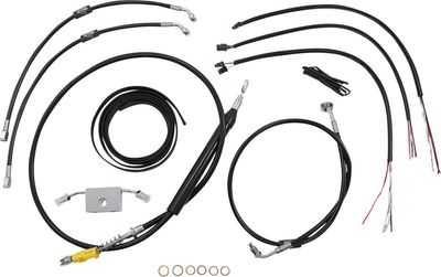 Bromsslangsats styrvajer LA Choppers 19 SFT18+ svart vinyl flätad Softail 18-24