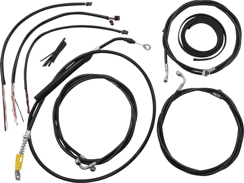 Bromsslangsats styrvajer LA Choppers 15-17 FL21+ svart vinyl flätad Touring 21-24
