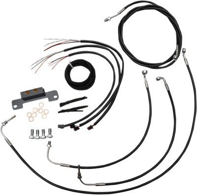 Bromsslangsats styrvajer LA Choppers Apes 15 CB16 svart vinyl flätad rostfri Touring 17-20