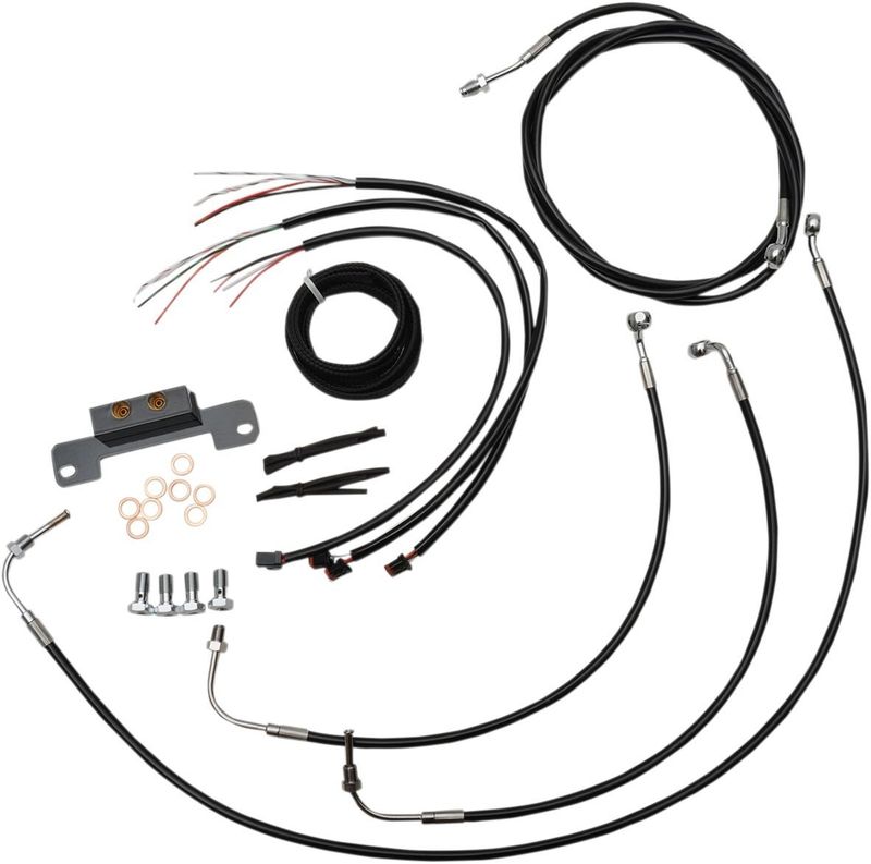 Bromsslangsats styrvajer LA Choppers Apes 18 CB19 svart vinyl flätad rostfri Touring 17-20