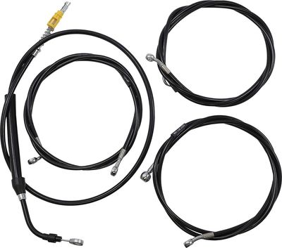 Bromsslangsats styrvajer LA Choppers 12-14 RG21+ svart vinyl flätad Touring 21-24