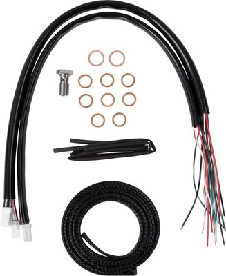 Bromsslangsats styrvajer LA Choppers Stock 08-10 svart vinyl flätad Touring 23-upp