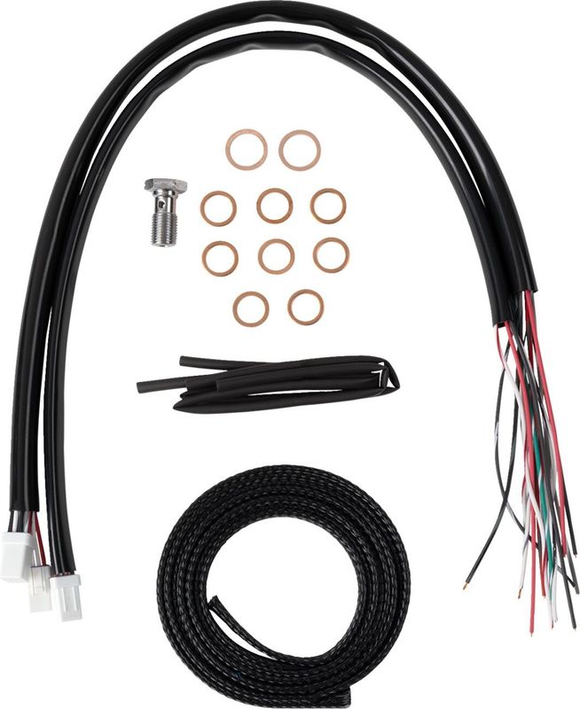 Bromsslangsats styrvajer LA Choppers Stock 08-10 svart vinyl flätad Touring 23-upp
