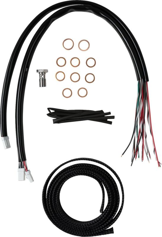 Bromsslangsats styrvajer LA Choppers 18 20 svart vinyl flätad Touring 23-upp