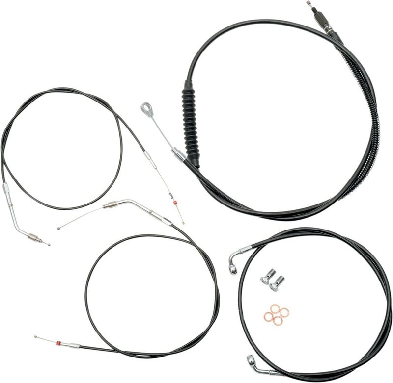 Bromsslangsats styrvajer LA Choppers Mini svart vinyl rostfri stål Sportster 96-03