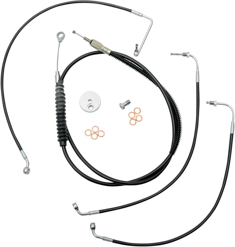 Bromsslangsats styrvajer LA Choppers 18-20 svart vinyl rostfri stål Touring 08-13