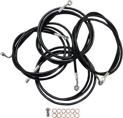Bromsslangsats styrvajer LA Choppers 18-20 svart vinyl nylon Touring 09-16