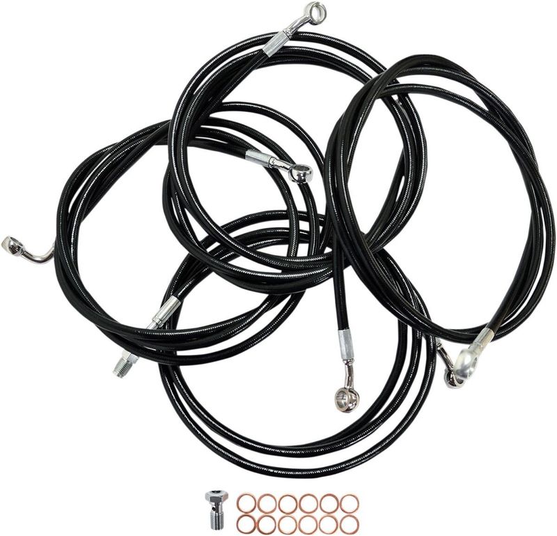 Bromsslangsats styrvajer LA Choppers 18-20 svart vinyl nylon Touring 09-16