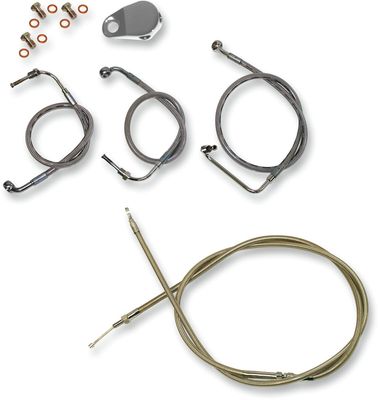 Bromsslangsats styrvajer LA Choppers Mini rostfri flätad stål Touring 08-13