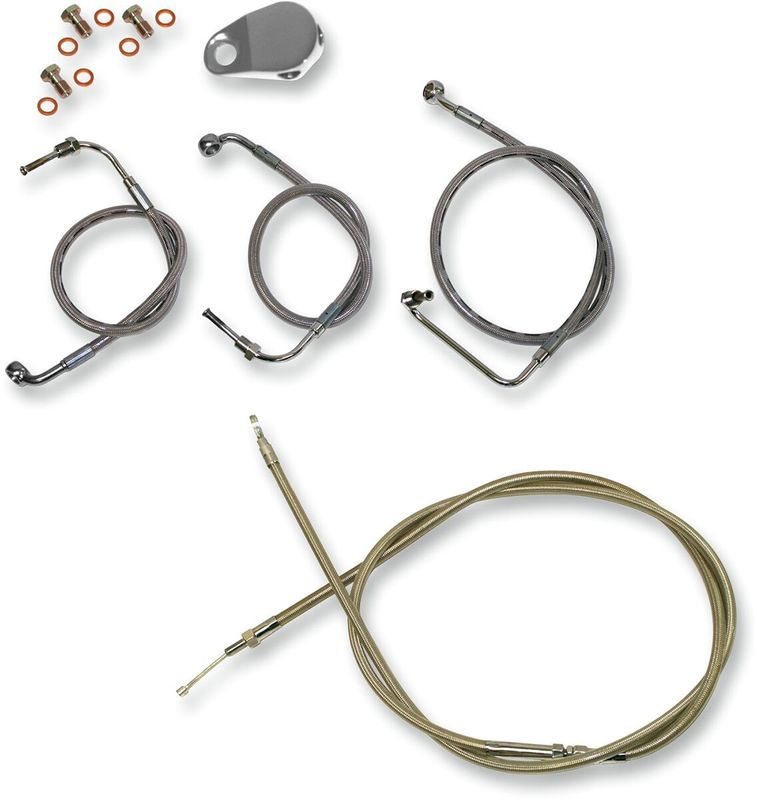 Bromsslangsats styrvajer LA Choppers 15-17 rostfri flätad stål Touring 08-13