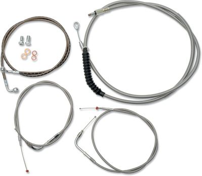 Bromsslangsats styrvajer LA Choppers rostfri flätad stål Softail 00-06