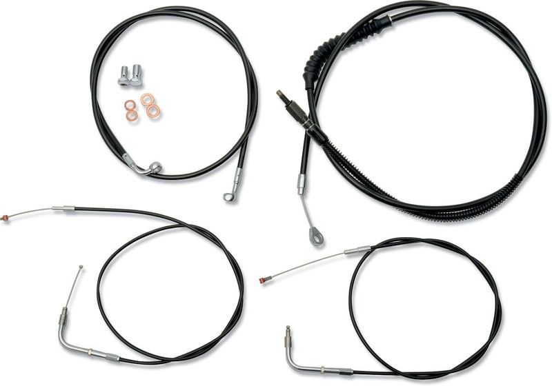 Bromsslangsats styrvajer LA Choppers 18-20 svart vinyl rostfri stål Softail 00-06