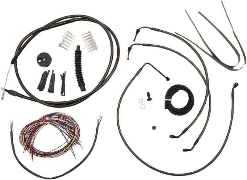 Bromsslangsats styrvajer LA Choppers Midnight 15 17 flätad svart Touring 08-13