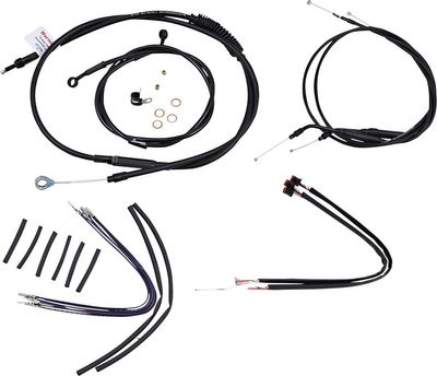 Vajer- och slangsats Burly Brand 12" apehanger svart vinyl utan ABS