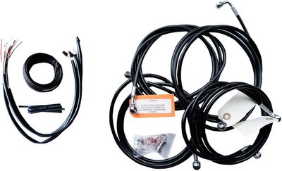 Bromsslangsats styrvajer LA Choppers CB15-17 svart vinyl flätad rostfri Touring 16