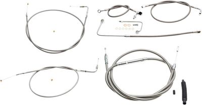 Bromsslangsats styrvajer LA Choppers rostfri flätad stål natur Softail 15-17