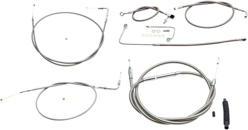 Bromsslangsats styrvajer LA Choppers rostfri flätad stål natur Softail 15-17