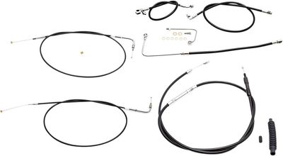 Bromsslangsats styrvajer LA Choppers svart vinyl rostfri stål Softail 15-17