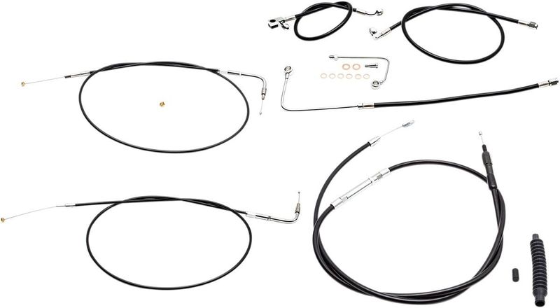 Bromsslangsats styrvajer LA Choppers svart vinyl rostfri stål Softail 15-17
