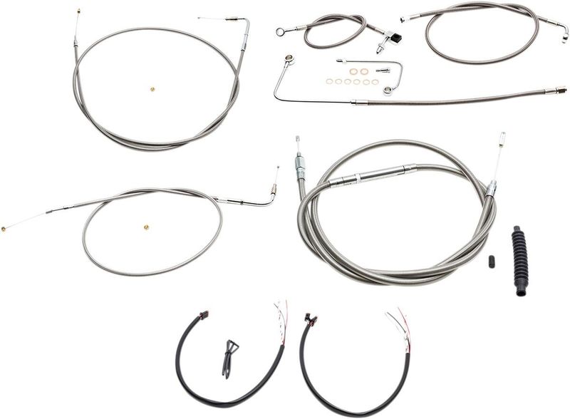 Bromsslangsats styrvajer LA Choppers rostfri flätad stål natur Softail 15 LA-8151KT2A-13