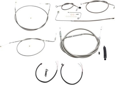 Bromsslangsats styrvajer LA Choppers rostfri flätad stål natur Softail 15 LA-8151KT2A-16