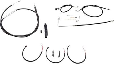 Bromsslangsats styrvajer LA Choppers Mini 16ST svart vinyl flätad rostfri Softail 16-17