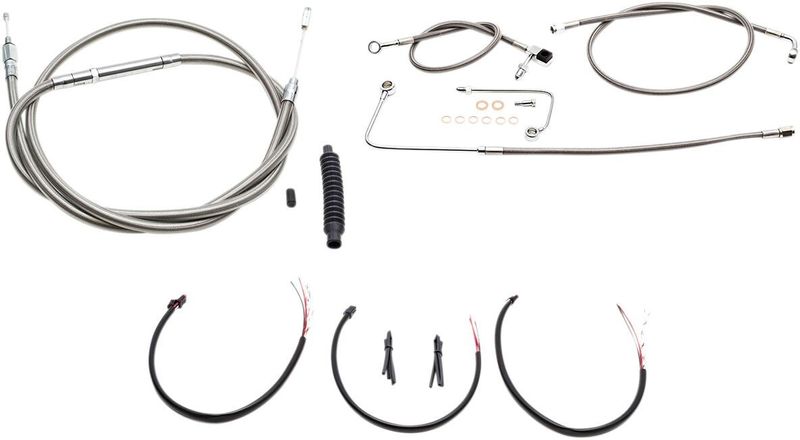 Bromsslangsats styrvajer LA Choppers Cable/brake Line/wire 16ST rostfri flätad stål natur LA-8151KT2B-13
