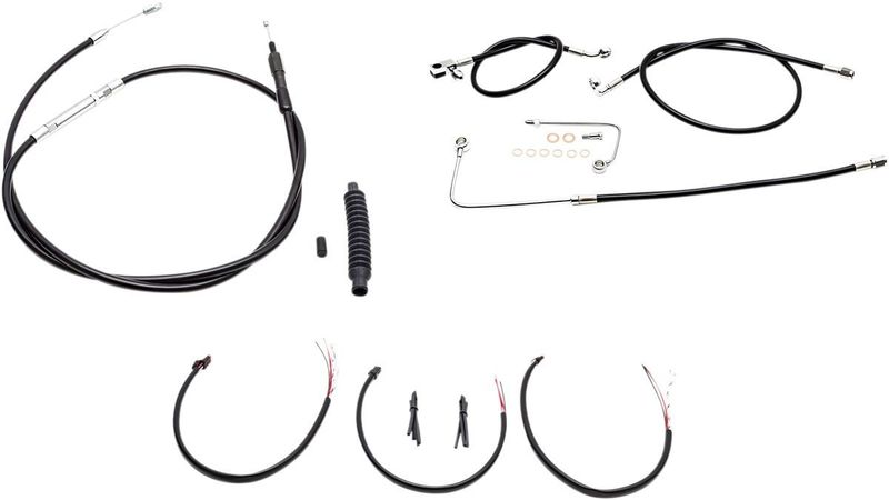 Bromsslangsats styrvajer LA Choppers 16ST svart vinyl flätad rostfri Softail 16-17 LA-8151KT2B-13B