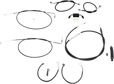 Bromsslangsats styrvajer LA Choppers Fxdabs svart vinyl flätad Dyna 12-17