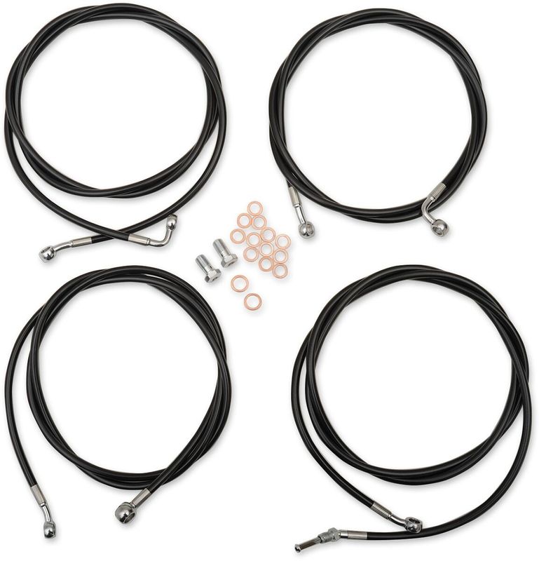 Bromsslangsats styrvajer LA Choppers svart vinyl rostfri stål Touring 17-20, Softail 17 LA-8054KT-16B