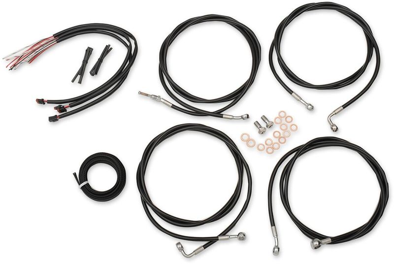 Bromsslangsats styrvajer LA Choppers svart vinyl flätad rostfri Touring 17-20, Softail 17 LA-8054KT2-13B