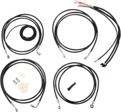 Bromsslangsats styrvajer LA Choppers 12 svart vinyl flätad Touring 14-16