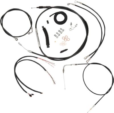 Bromsslangsats styrvajer LA Choppers 18 20 svart vinyl flätad Softail 11-16