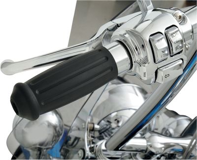 Handtag Drag Specialties krom gummi Dyna 07-17, Sportster 07-17, Softail 07-15